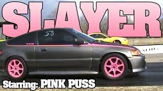 Pink Puss Honda Crx slays Mustang!