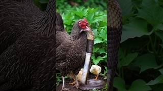 Brave Mother Hen Protects Her Chicks from a King Cobra p5