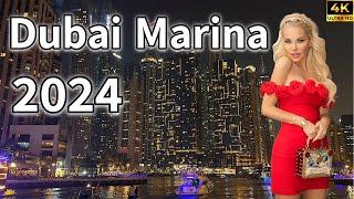 Dubai Marina  Vibrant Night Life in Most Popular Tourist Destination! [ 4K ] Walking Tour