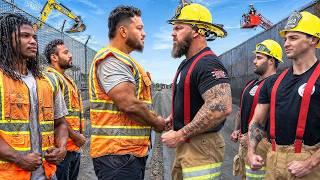 CONSTRUCTION WORKERS VS FIREFIGHTERS (Who Is Stronger?)