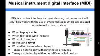 Data Representation - Musical instrument digital interface MIDI