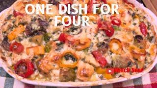 Shopping at Sam's Club, baking a casserole with fish, spinach and veggies—delicious guaranteed!
