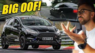 CLOSE ONE! BIG TURBO Ford Fiesta ST FLYING // Nürburgring!