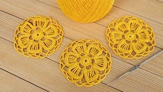 Простой ЦВЕТОЧНЫЙ МОТИВ вязание крючком для начинающих СХЕМА узора Crochet flower motif tutorial