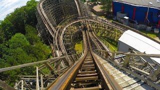 Bandit Wooden Roller Coaster AMAZING 4K Resolution POV Video Movie Park Germany Ultra HD