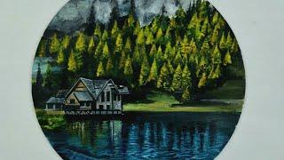 Painting a lake shore /Acrylic Painting/ASMR #23