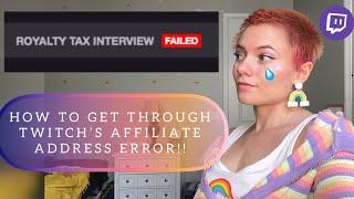 SOLVING THE TWITCH AFFILIATE ADDRESS ERROR! 