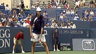 Ivo Karlovic Almost Hits Andy Roddick With Serve