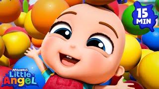 Ball Pit!! 🟡🟢 | Little Angel  |  Subtitled Sing Along Songs  | Cartoons for Kids