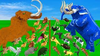 Modern Mammals vs Cenozoic Beasts Size Comparison Mammoth T-Rex Vs Elephant Lion Animal Epic Battle