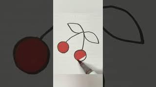 Cherry Drawing  | How to draw a cherry fruit #red #cherry #fruit #drawing #satisfying #shorts