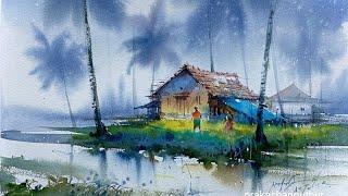 Rainy day water color  | Water color demo by prakashanputhur