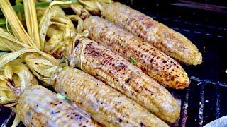 Easy delicious coconut grilled corn - Poat Ang