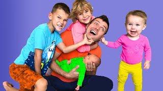 Papa left Alone with FOUR KIDS  Video for kids