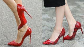 Celeberity inspired Pointed toe high heels Red pumps designs ideas