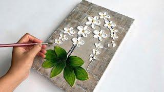 Paint Modern Orchid Flowers with a Palette Knife Using Texture Paste |  Vanoushe Art Tutorial