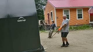 How Country Folk move a portable garage.