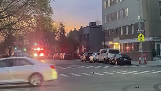 FDNY engine 330 and tower ladder 172 responding to a reported fire in Brooklyn nyc