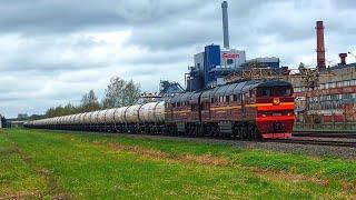 2TE116-559 (LDZ Cargo) with loaded vegetable oil tanks from Šiauliai arriving at Jelgava