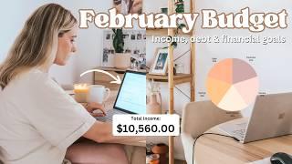 FEBRUARY Budget With Me  My income, debt & financial goals as a content creator