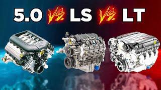 COYOTE IS KING! FORD 5.0 VS CHEVY LS & LT - Which ENGINE Is BETTER? (Mustang vs Corvette vs Camaro)