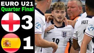  England U21 vs Spain U21 (3‑1) ️ | UEFA U21 Euro 2025 Quarter‑Final Highlights