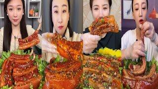 Spicy Pork Belly Eating Chinese Pork Eating Mukbang Braised Pork Belly Eating Asmr Eating Sounds