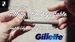 Vintage 1962 Gillette Slim Adjustable Double Edge Safety Razor H1