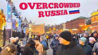 Walking On Moscow Streets At Night-2025 | Huge Crowd At Nights#travel#video#upload