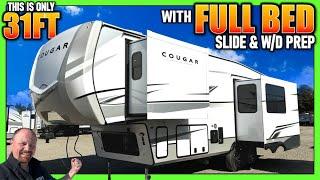Full Bed Slide, WD Prep, and UNDER 31ft TOTAL! 2025 Cougar 260MLE Couple's Camping Fifth Wheel RV