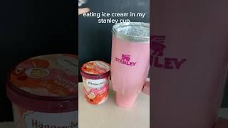 eating ice cream in my stanley cup #fypシ゚viral #fyp #blowup #stanley #haagendazs #icecream #preppy