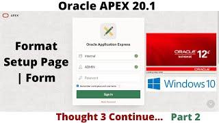 Oracle APEX 20.1 | Format Setup Page | Form 8K