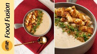 Cream of Chicken Soup with Crispy Garlic Croutons Recipe By Food Fusion