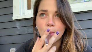 ASMR Smoking - Girl smoking first cigarette after hours without