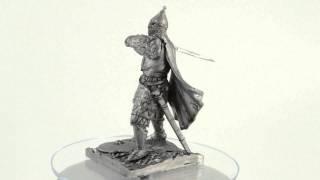 Russian warrior 16th century metal sculpture. Collection 54mm miniature tin toy soldier figurine