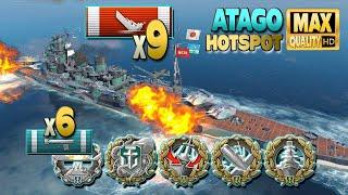 Крейсер Atago: Masterpiece, уничтожено 9 кораблей - World of Warships