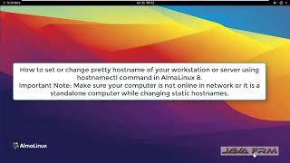 How to set or change pretty hostname using hostnamectl command in AlmaLinux 8