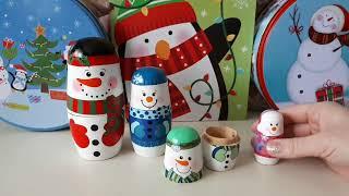 Распаковка матрëшки- снеговика//Unpacking matryoshka snowman.