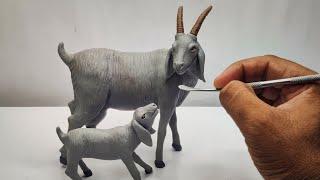 Clay Sculpting: Goat, How to make animals with clay easy,clay modelling Goat , Goat sculpture