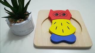 Wooden Puzzle - Duck * Tractor * Owl * Butterfly - KikiRiki Loco