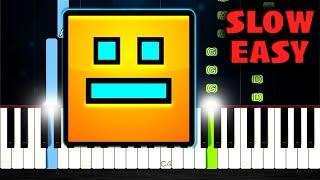 Geometry Dash - Stereo Madness - SLOW EASY Piano Tutorial