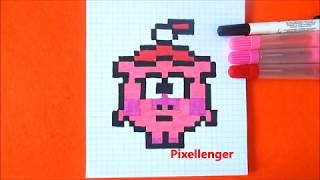 Как рисовать свинку Нюшу из мультика Смешарики по клеточкам в тетради Pig Pixel Art