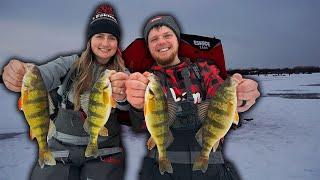 CRUSHING Green Bay Perch ICE Fishing With My WIFE!