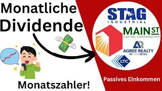 Monatliche Dividende! | Monatszahler | Realty Income, STAG, Main Street, Agree Realty Aktien Analyse