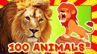 *100 ANIMALS* - FlashCard & Real Animal Videos | Super Simple LEARNING VIDEO for Kids & Toddlers