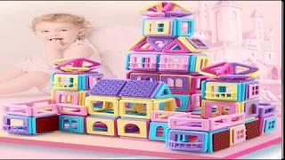 HOMOFY 124PCS Castle Magnetic Blocks Toys for Kids -3D Macaron Colors Learning & Development