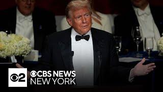 Trump attends Al Smith dinner in NYC as Harris sends video message