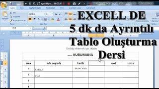 Excel de 5 Dakikada En Hızlı Tablo Hazırlama Dersi | Youtube de En Çok İzlenen Video