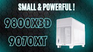 Mini ITX Gaming PC Build! Ryzen 7 9800X3D, AMD Radeon RX 9070XT, in SFF case Thermaltake TR100 Snow.
