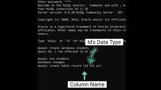 Create table in SQL | #shorts #sql #mysql